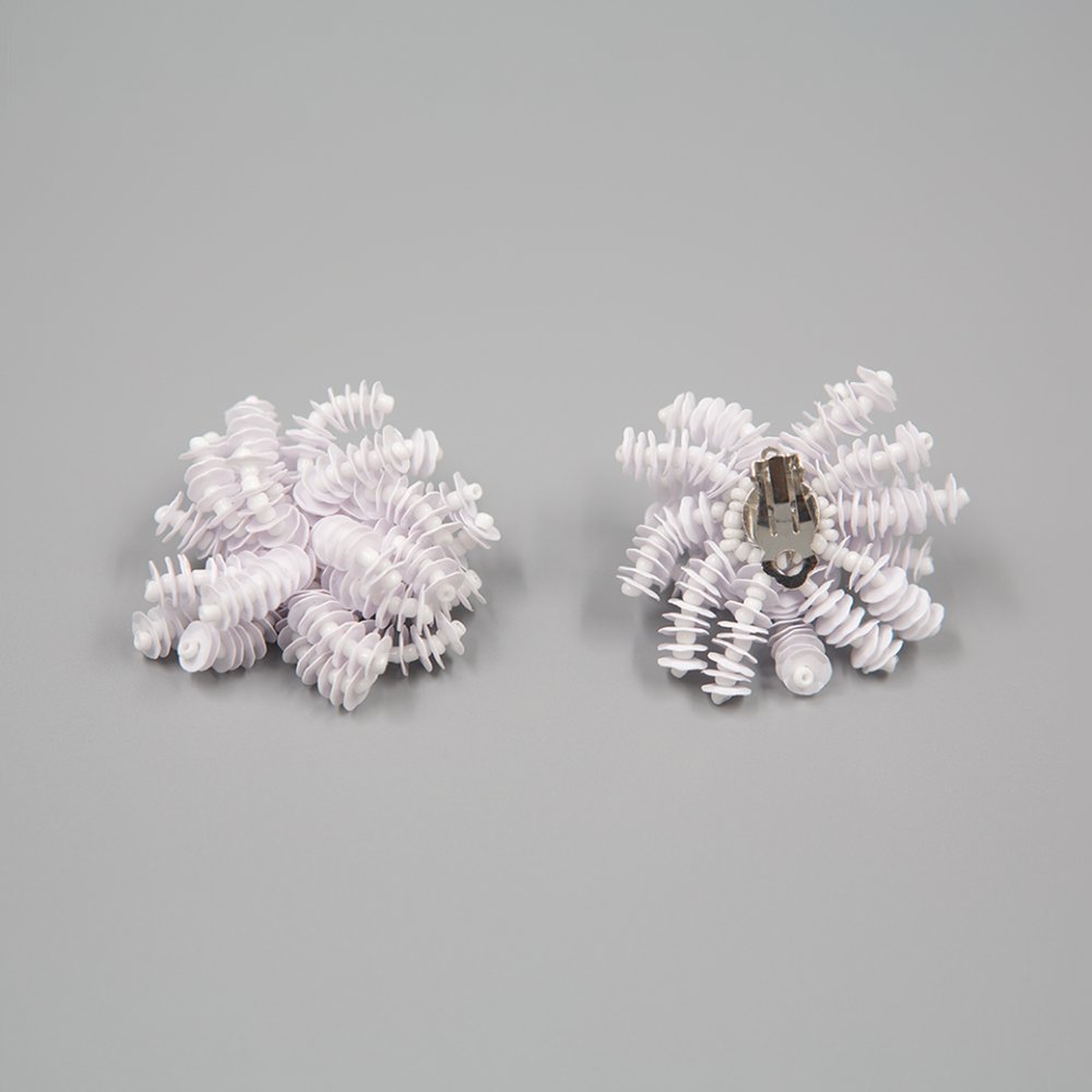 white pom earrings