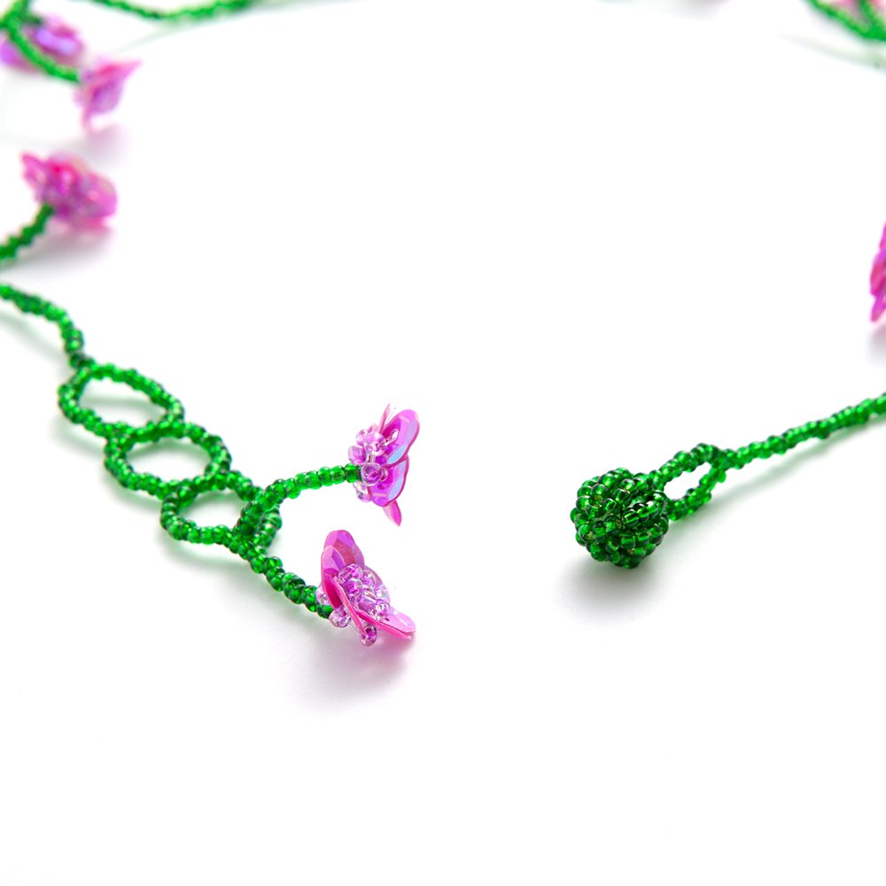 FLOWER FIELD NECKLACE CLEAR GREEN PINK - designsix ONLINE SHOP