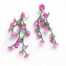 FLOWER FIELD EARRING CLEAR GREEN PINK