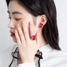 GEM EARRING SILVER RED