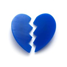 PUZZLE HEART BROOCH BLUE