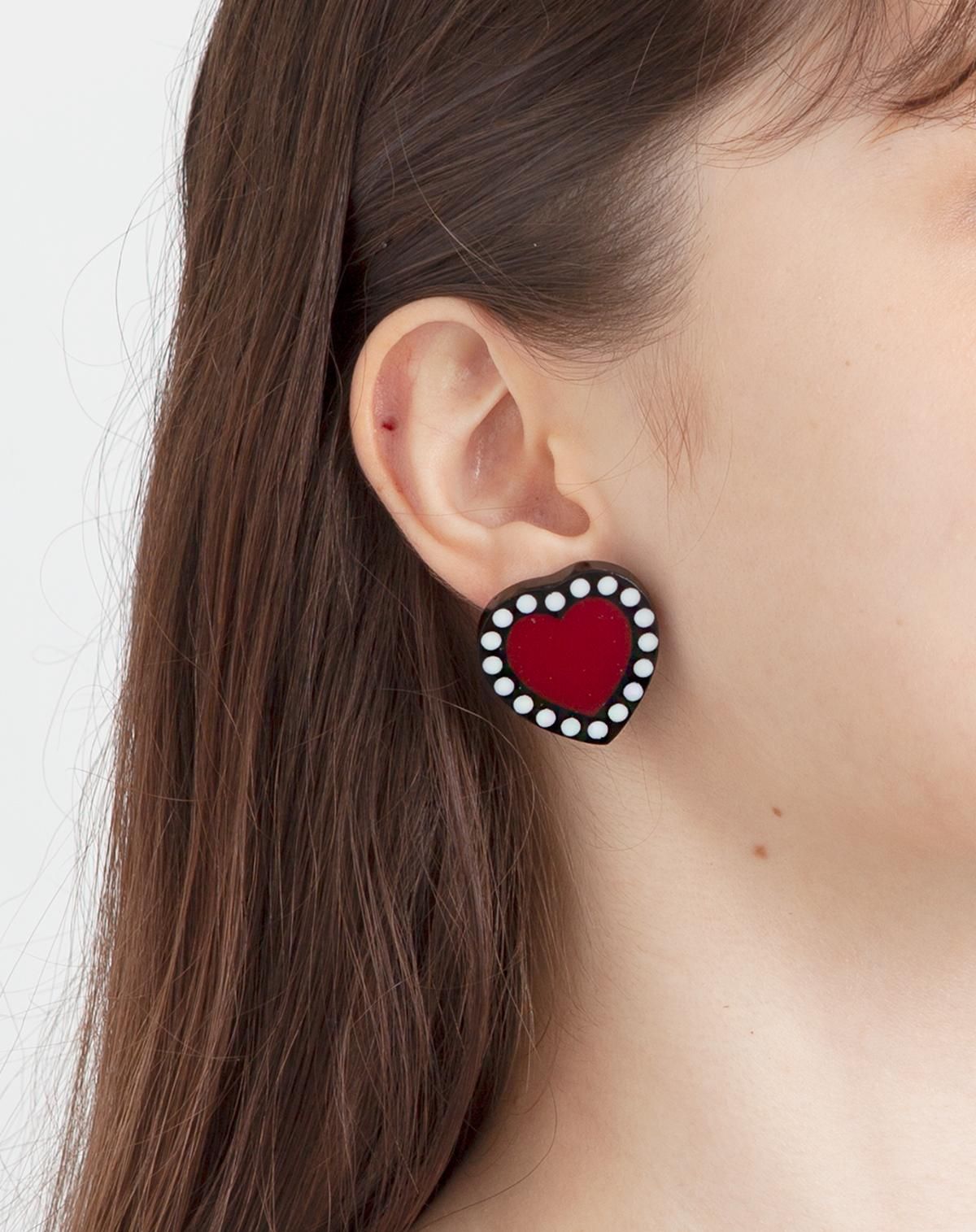 IN THE HEART EARRING BLACK RED - designsix ONLINE SHOP