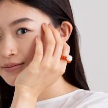 POPPO RING CLEAR ORANGE PEARL