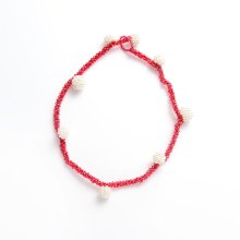 POPPO NECKLACE CLEAR RASPBERRY PEARL
