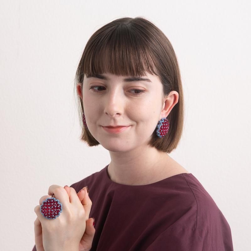 PIL GEM PIERCE DUSTY BLUE CLEAR RED - designsix ONLINE SHOP