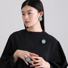 PIL GEM BROOCH APRICOT TURQUOISE