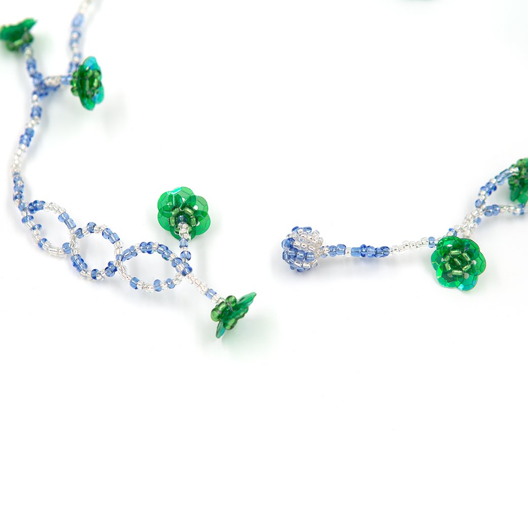 FLOWER FIELD NECKLACE MIX BLUE GREEN - designsix ONLINE SHOP