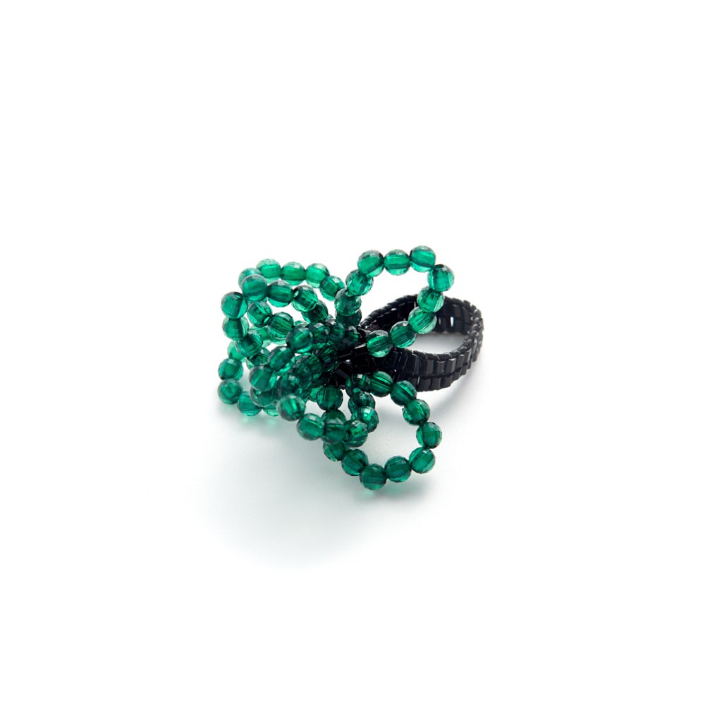 PETAL RING GREEN BLACK - designsix ONLINE SHOP