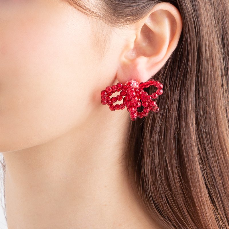 PETAL EARRING RED PINK - designsix ONLINE SHOP