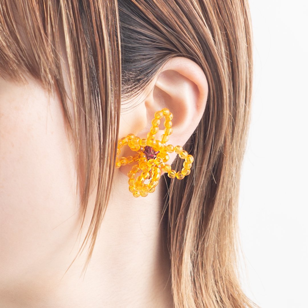 PETAL EARRING AMBER YELLOW PURPLE - designsix ONLINE SHOP