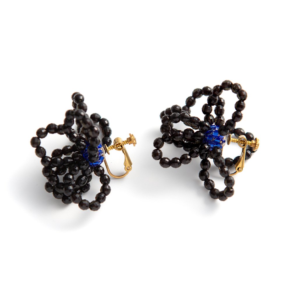 PETAL EARRING BLACK ROYAL BLUE - designsix ONLINE SHOP