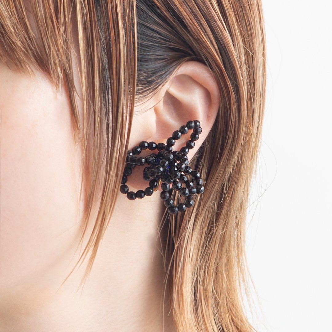 PETAL EARRING BLACK ROYAL BLUE - designsix ONLINE SHOP