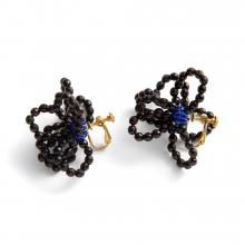PETAL EARRING BLACK ROYAL BLUE