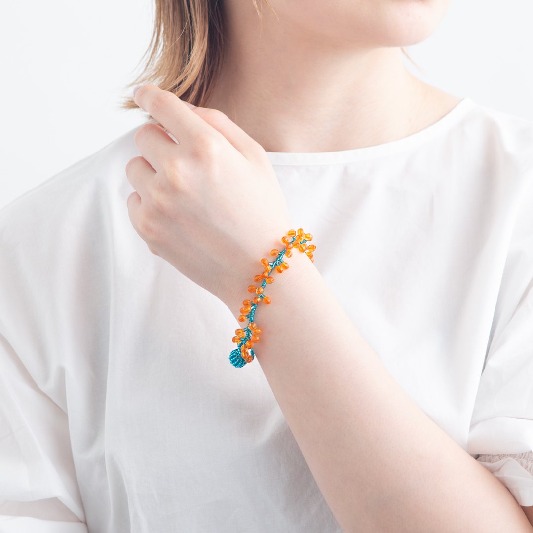 DEW BRACELET DARK TURQUOISE BLUE ORANGE - designsix ONLINE SHOP