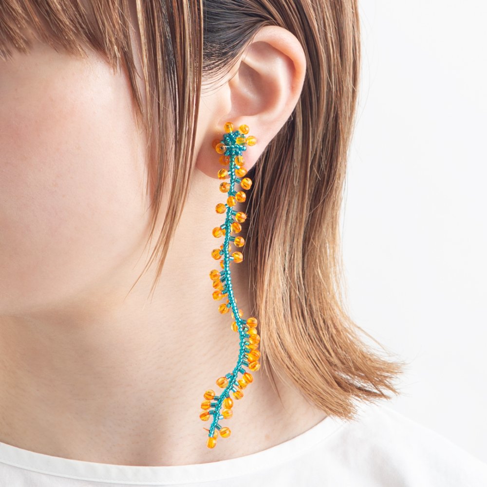 DEW EARRING DARK TURQUOISE BLUE ORANGE - designsix ONLINE SHOP