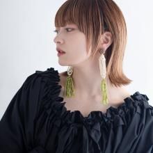 TASSEL EARRING IVORY LEAFGREEN