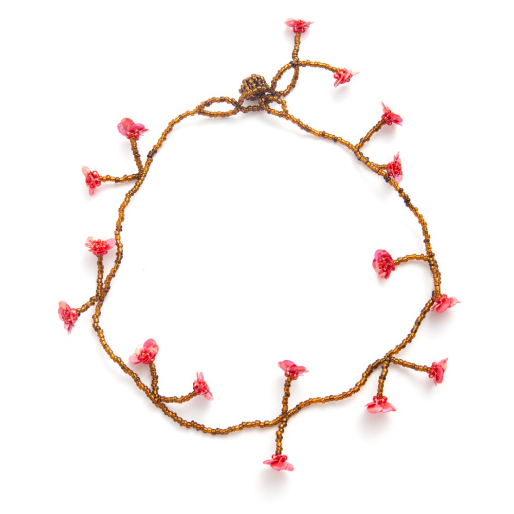 FLOWER FIELD NECKLACE BROWN RED - designsix ONLINE SHOP