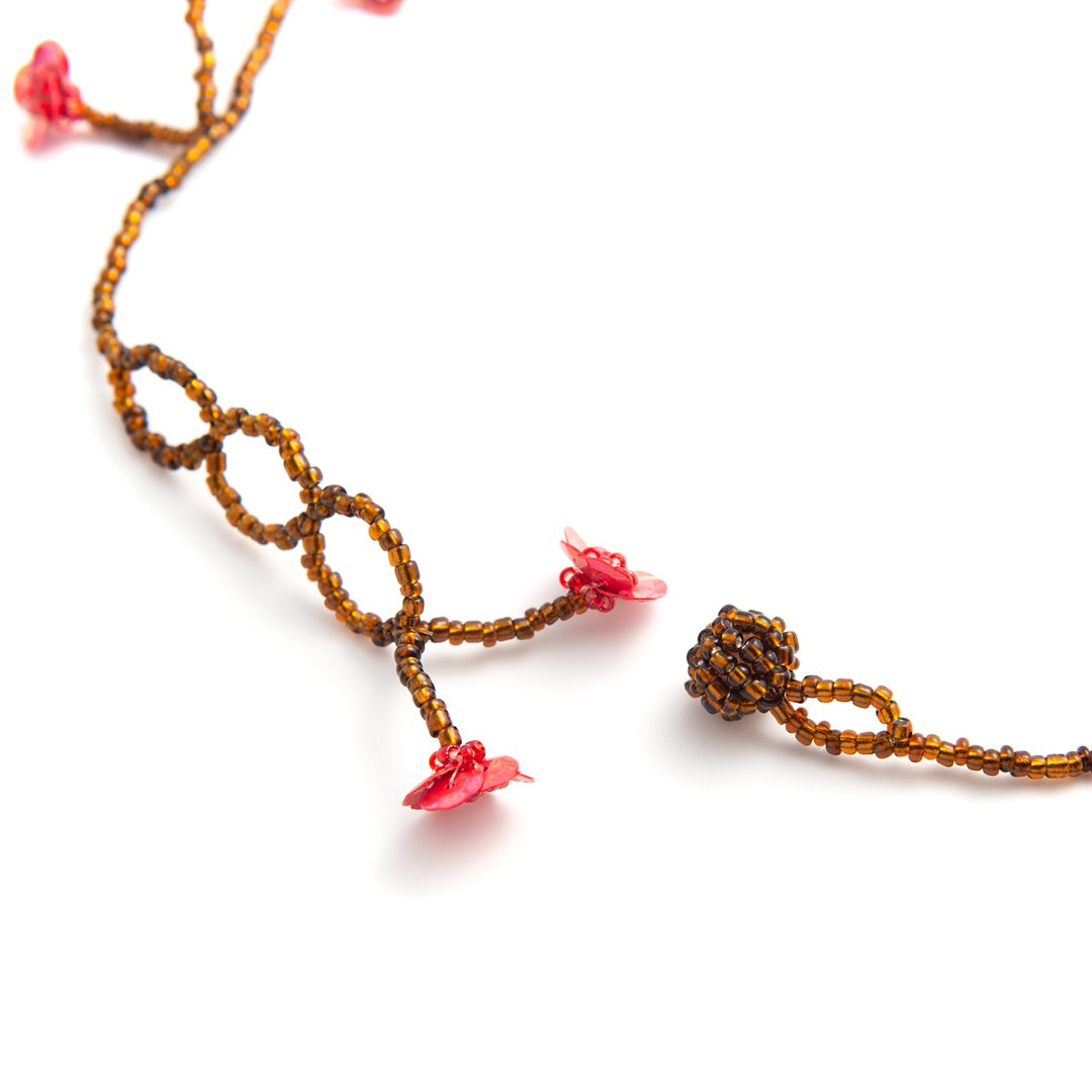 FLOWER FIELD NECKLACE BROWN RED - designsix ONLINE SHOP