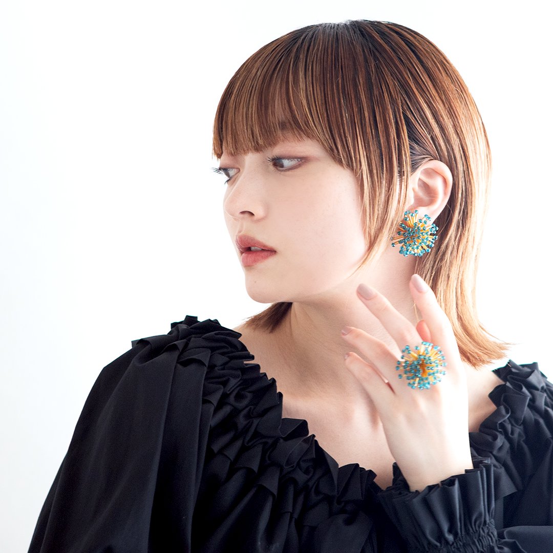 KILO BARB EARRING GOLD BLUE GREEN - designsix ONLINE SHOP