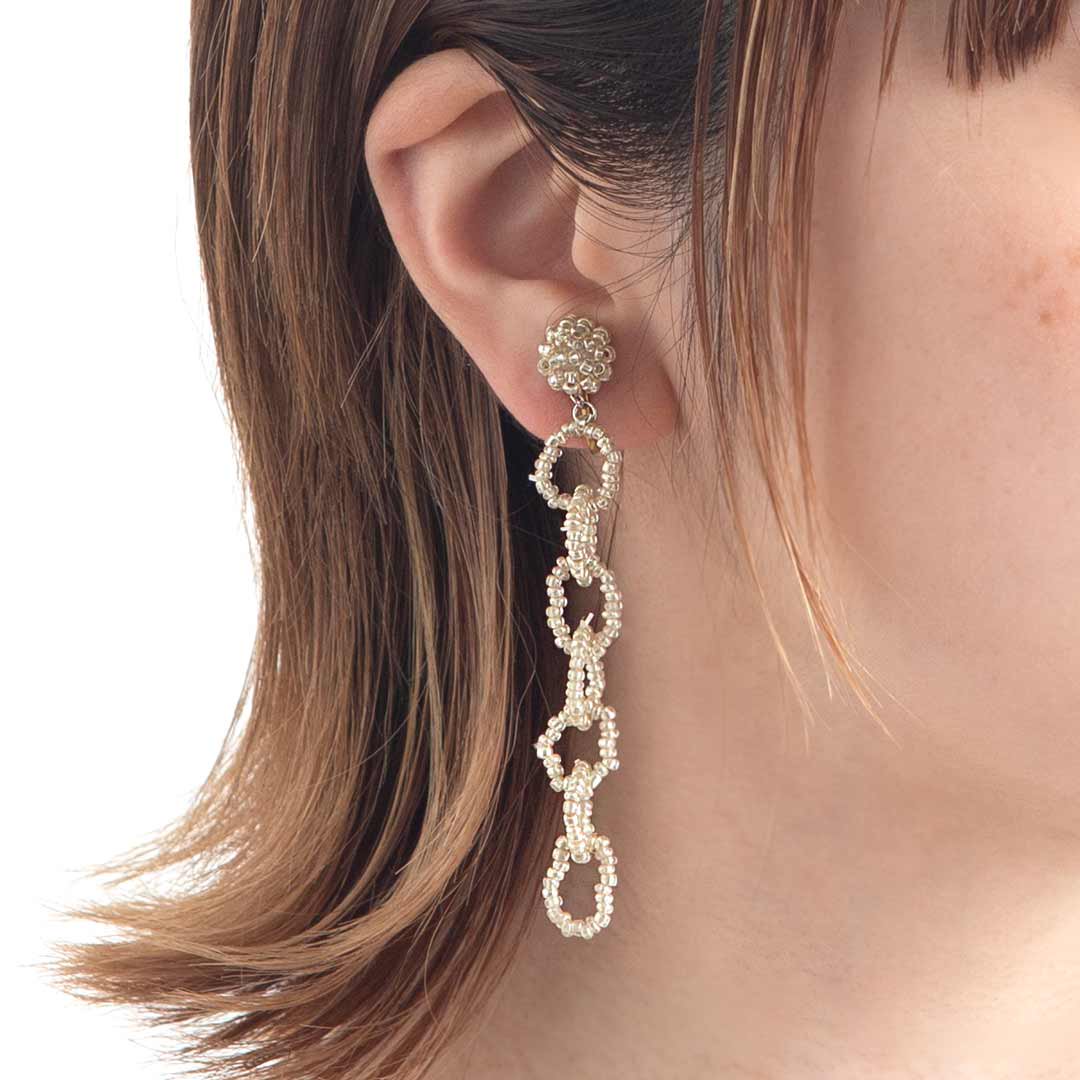 BE CHAIN EARRING RICH SILVER - designsix ONLINE SHOP