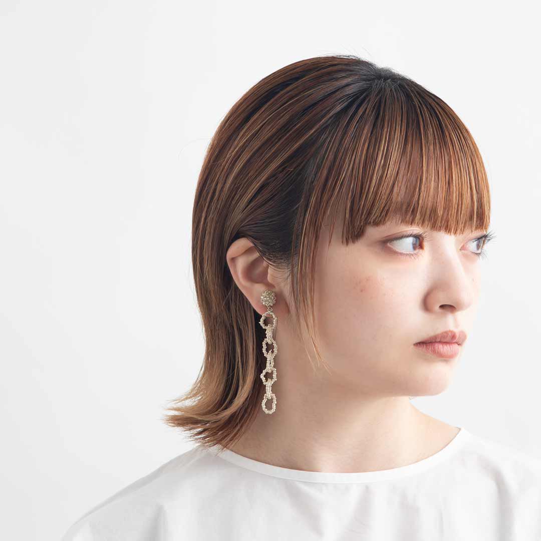 BE CHAIN EARRING RICH SILVER - designsix ONLINE SHOP