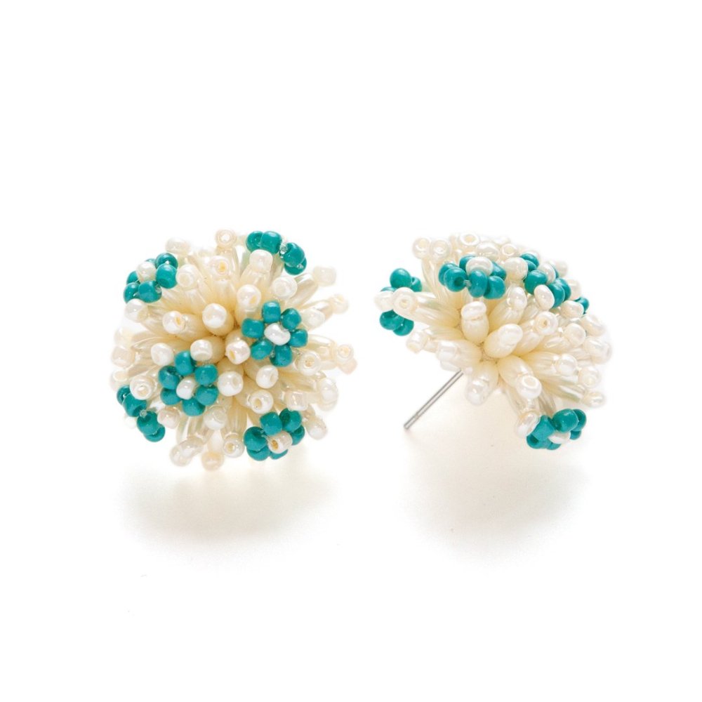 FLOWER NOVA PIERCE IVORY DEEP TURQUOISE - designsix ONLINE SHOP