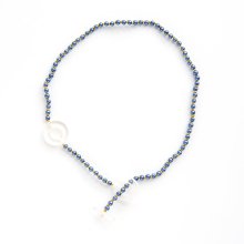 PETITE PEARL LOOP NECKLACE BLUE PEARL RICH GOLD