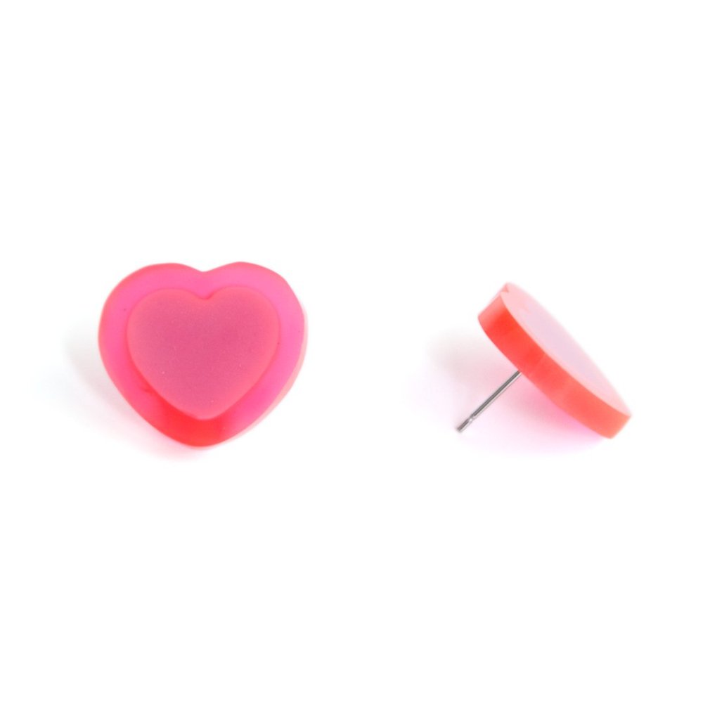 Double HEART Pierce Neon Pink Pink - designsix ONLINE Shop