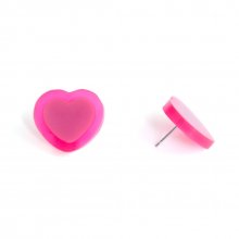 DOUBLE HEART PIERCE NEON PINK PINK