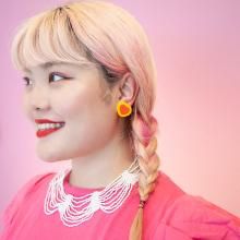DOUBLE HEART PIERCE YELLOW STRONG ORANGE