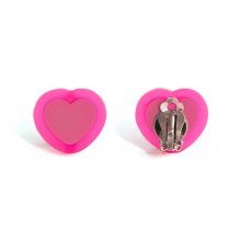 DOUBLE HEART EARRING NEON PINK PINK