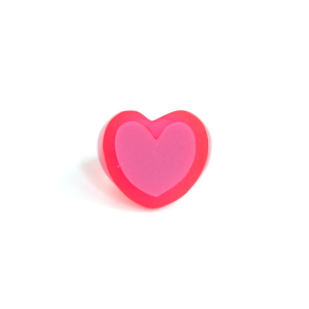DOUBLE HEART RING NEON PINK PINK - designsix ONLINE SHOP