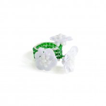 FLOWER FIELD RING CLEAR GREEN WHITE