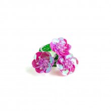 FLOWER FIELD RING CLEAR GREEN PINK