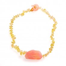 ROCK NECKLACE CLEAR PINK ORANGE