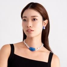 ROCK NECKLACE CLEAR BLUE PINK