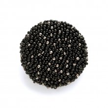 LARGE ORB BROOCH BLACK SHINY SLATE GRAY