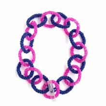 LARGE BE CHAIN NECKLACE CLEAR PINK BLUE