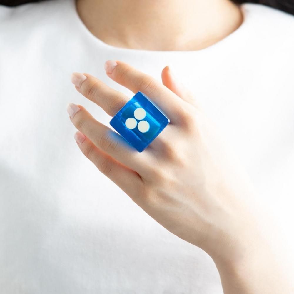 一点もの】PROTOTYPE DOT RING CLEAR BLUE WHITE - designsix 一点もの】PROTOTYPE DOT RING CLEAR BLUE WHITE - designsix