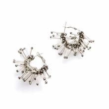 ARI HOOP PIERCE SILVER SHINY SLATE GRAY