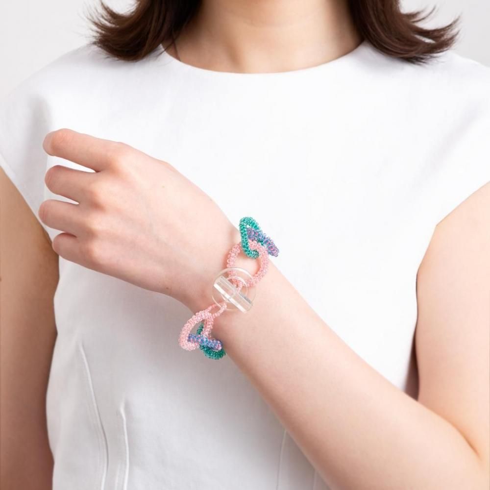 MIDDLE BE CHAIN BRACELET GREEN PINK MULTI - designsix ONLINE