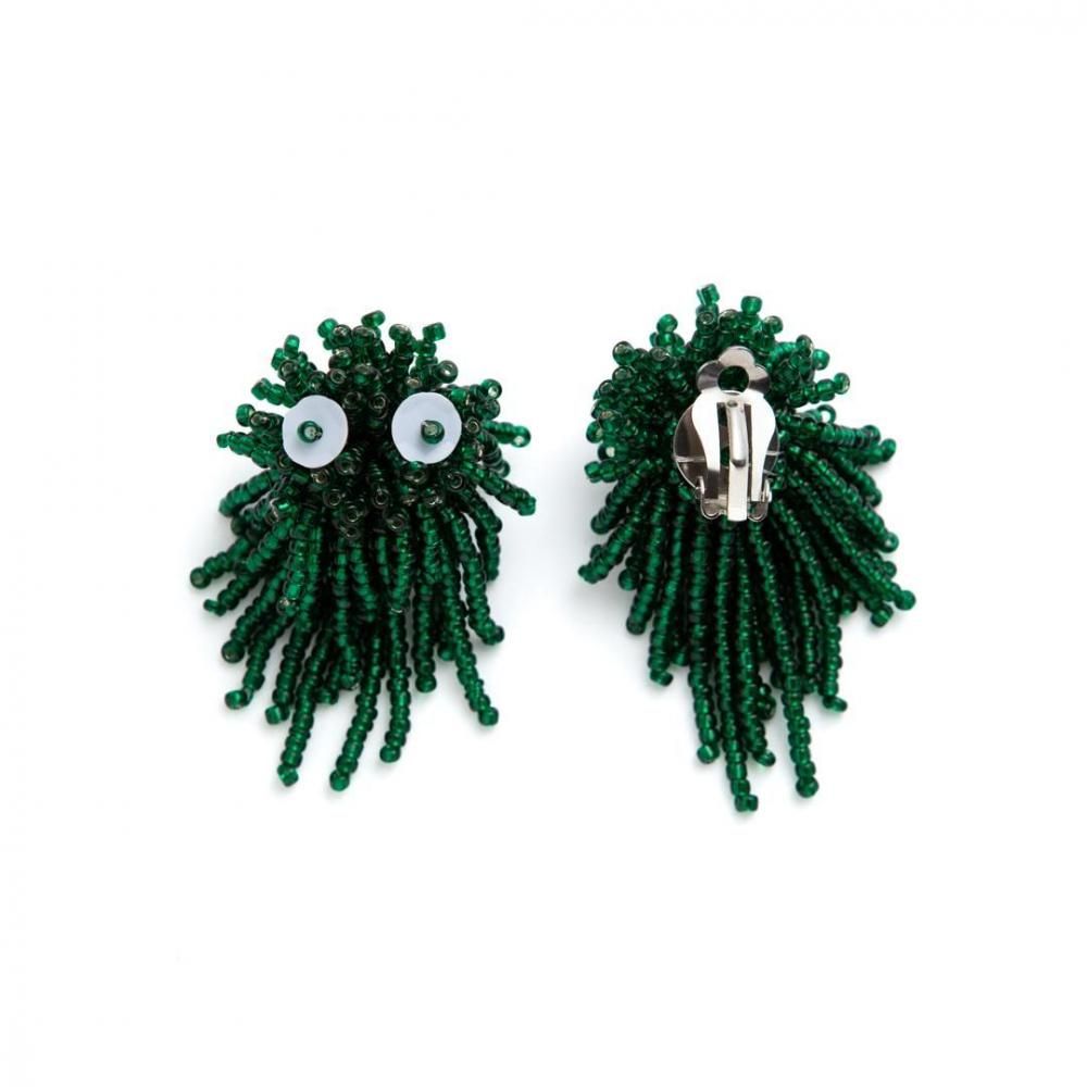 MONSTER FUR EARRING CLEAR DEEP GREEN - designsix ONLINE SHOP