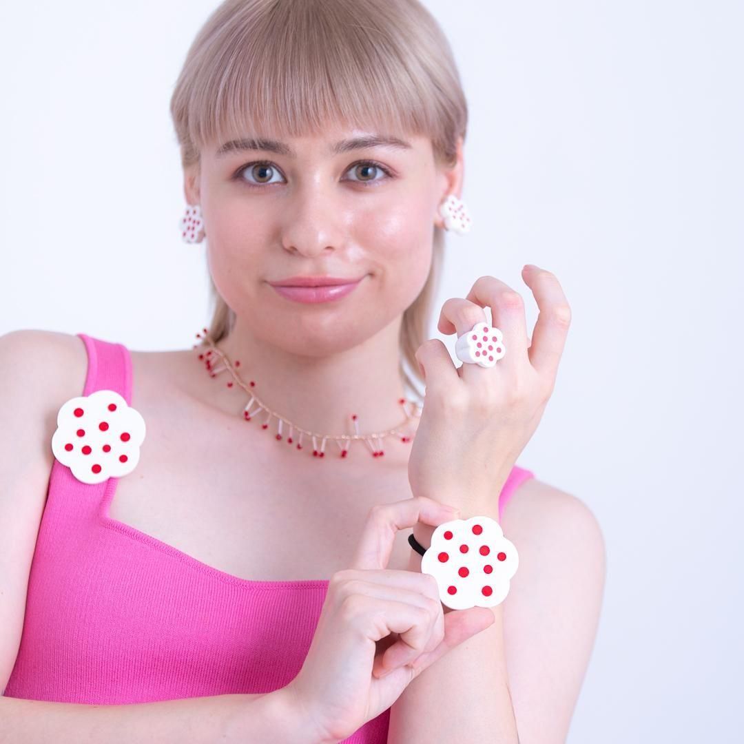 BUNGA HAIR RUBBER WHITE RED - designsix ONLINE SHOP