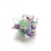 SMALL STONE RING MIX AMETHYST GREEN