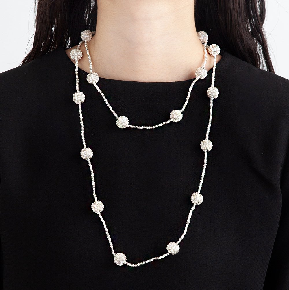 KIRI NECKLACE MIX IVORY SILVER - designsix ONLINE SHOP