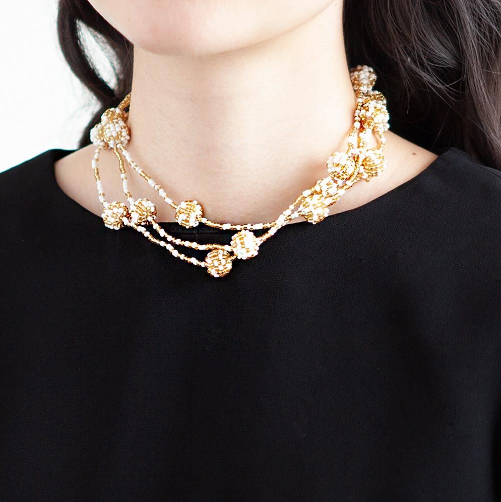 KIRI NECKLACE MIX IVORY GOLD - designsix ONLINE SHOP