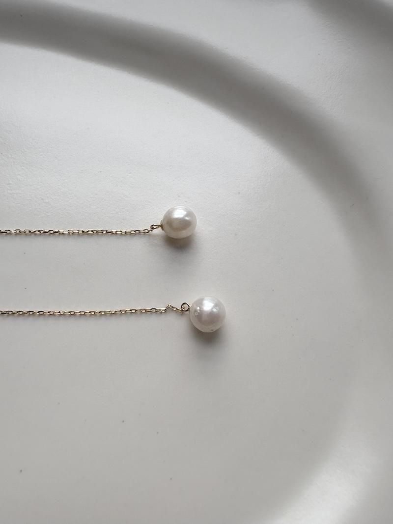 有核丸パールアメリカンピアス（大珠）／K18・YG 神保真珠 - 木と根 kitone