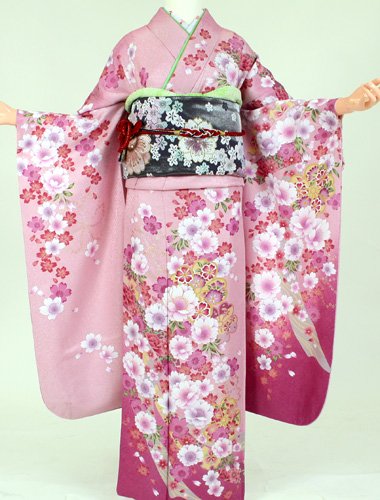 成人式 振袖 レンタル K3117 薄ピンク桜牡丹 - 振袖の格安ネットレンタル店∥成人式用に付属品もセットでレンタルします。