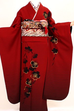 成人式 振袖 レンタル K6194 コシノジュンコ モダンエンジ黒桜 - 振袖の格安ネットレンタル店∥成人式用に付属品もセットでレンタルします。