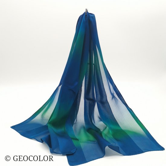 GEOCOLOR シルクミニスカーフ100S【ブルー系】 | グラデーションが魅力のシルクスカーフ - 八幡平地熱蒸気染色ショップ
